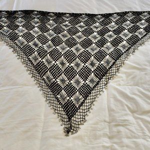 Vintage Black and Silver Beaded Shawl